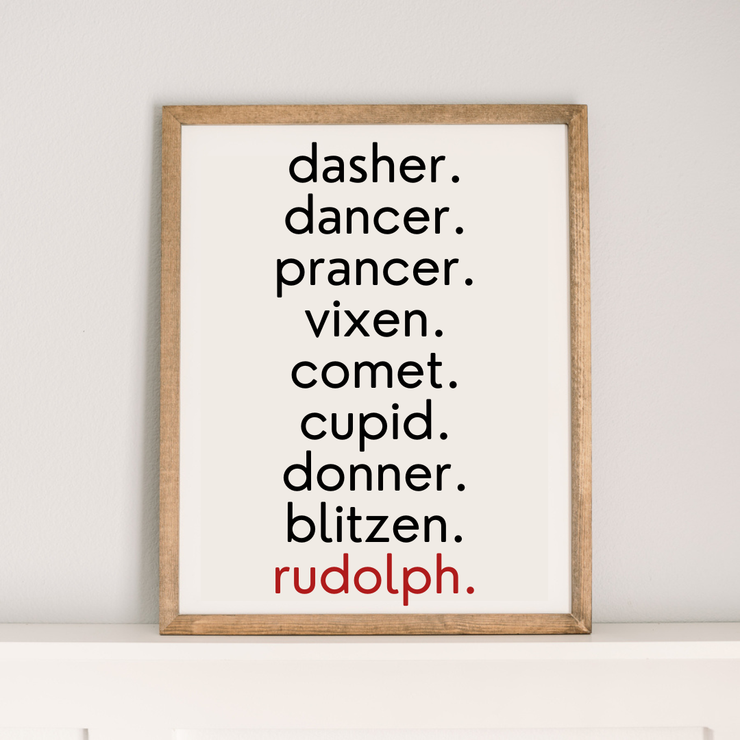 Reindeer Sign | 17x21 inch Wood Sign | Wood Framed Christmas Decor