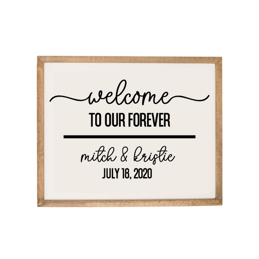 Welcome to our Forever | 21x17 inch Personalized Wood Wedding Sign