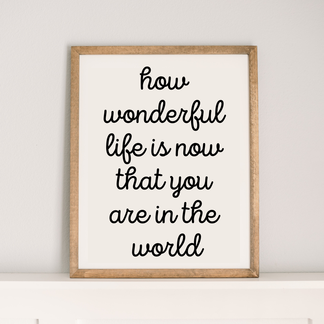 How Wonderful Life is Now That You are in the World | 17x21 inch Wood Sign | Nursery Sign