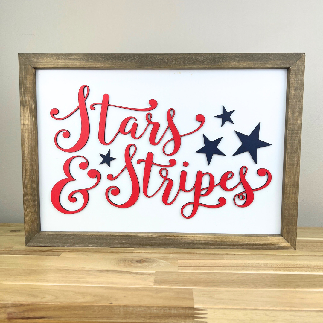 11x16 inch Stars & Stripes | Wood Framed Sign