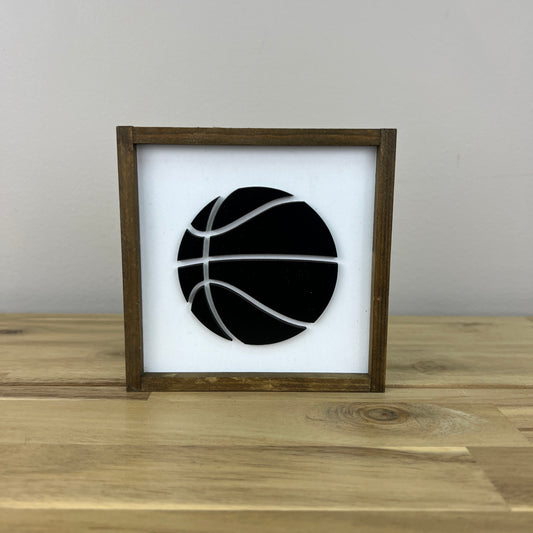 5x5 Basketball Sign | Black/White Solid Team Gift