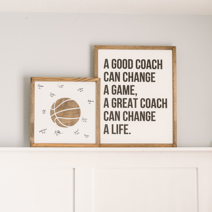 BUNDLE Write-On BASKETBALL Coach Appreciation Gift | 16x16 inch sign + 17x21 inch sign + 2 Sharpies