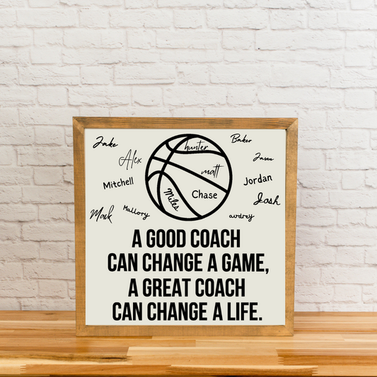 personalized basketball coach sign from team