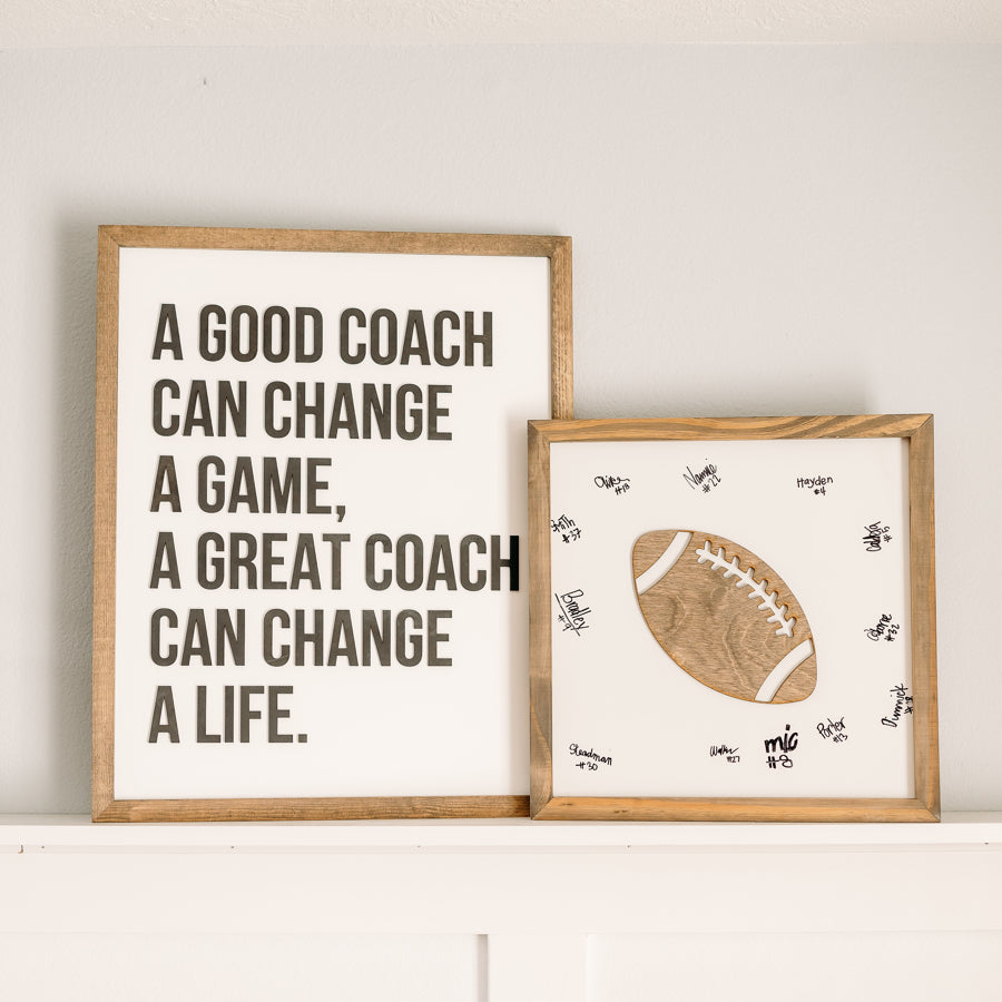 BUNDLE Write-On FOOTBALL Coach Appreciation Gift | 16x16 inches + 17x21 inches + 2 Sharpies
