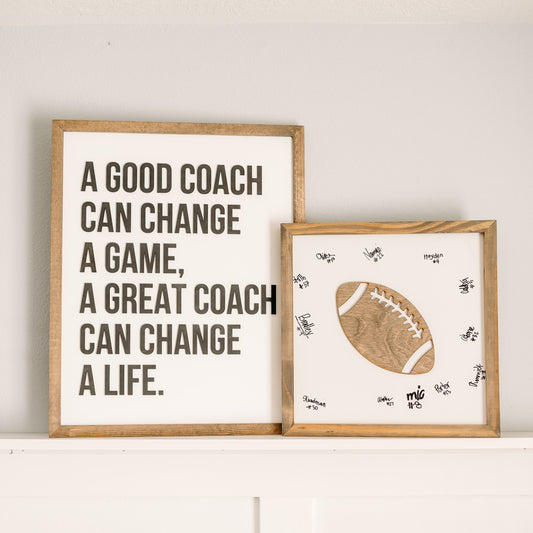 BUNDLE Write-On FOOTBALL Coach Appreciation Gift | 16x16 inches + 17x21 inches + 2 Sharpies