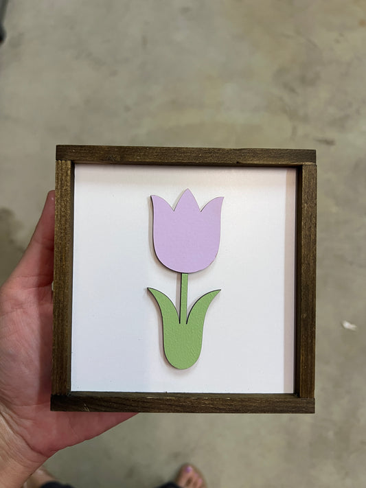 {Sold As Pictured} Purple Tulip Spring Sign 5x5 inches