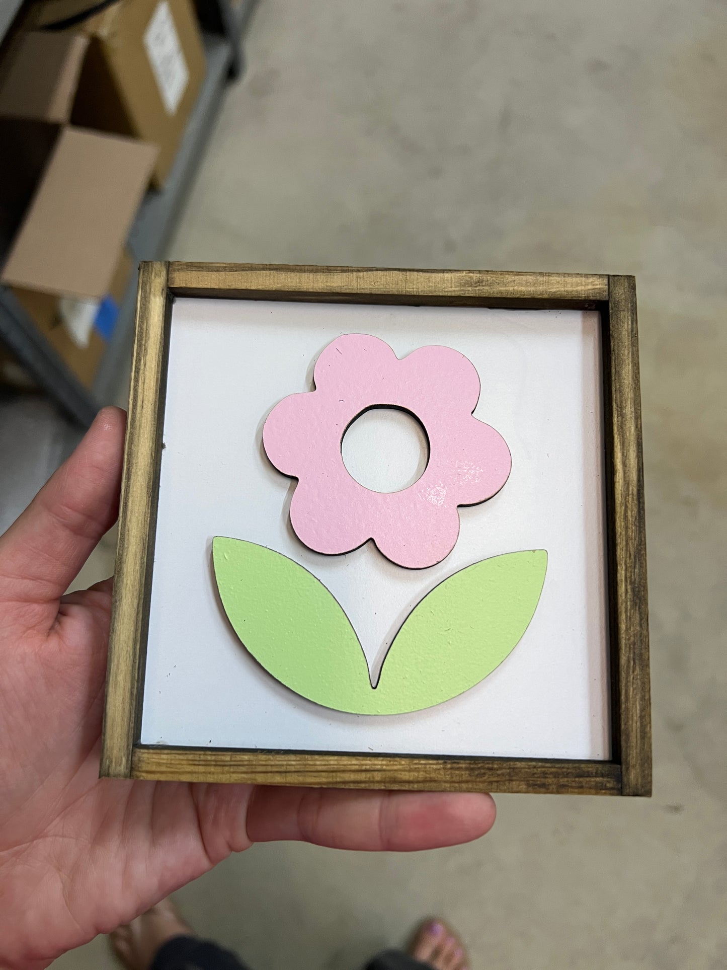 {Sold As Pictured} Pink Flower Spring Sign 5x5 inches
