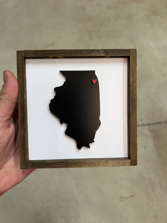 {Sold As Pictured} Illinois State Sign with Heart on Chicago 5x5 inches