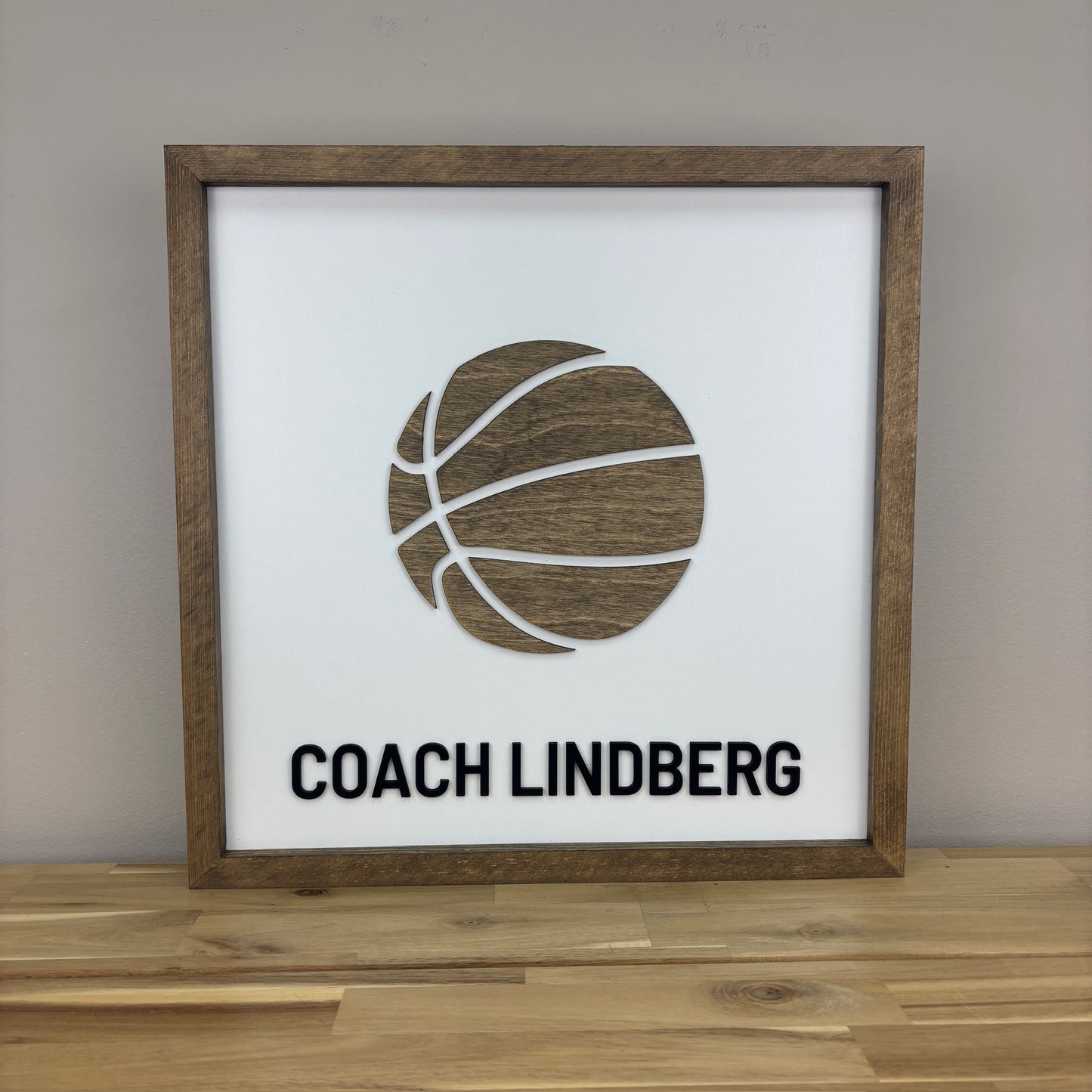 CUSTOM Write-On BASKETBALL Coach Appreciation Gift with Black Lettering | 16x16 inch Sign