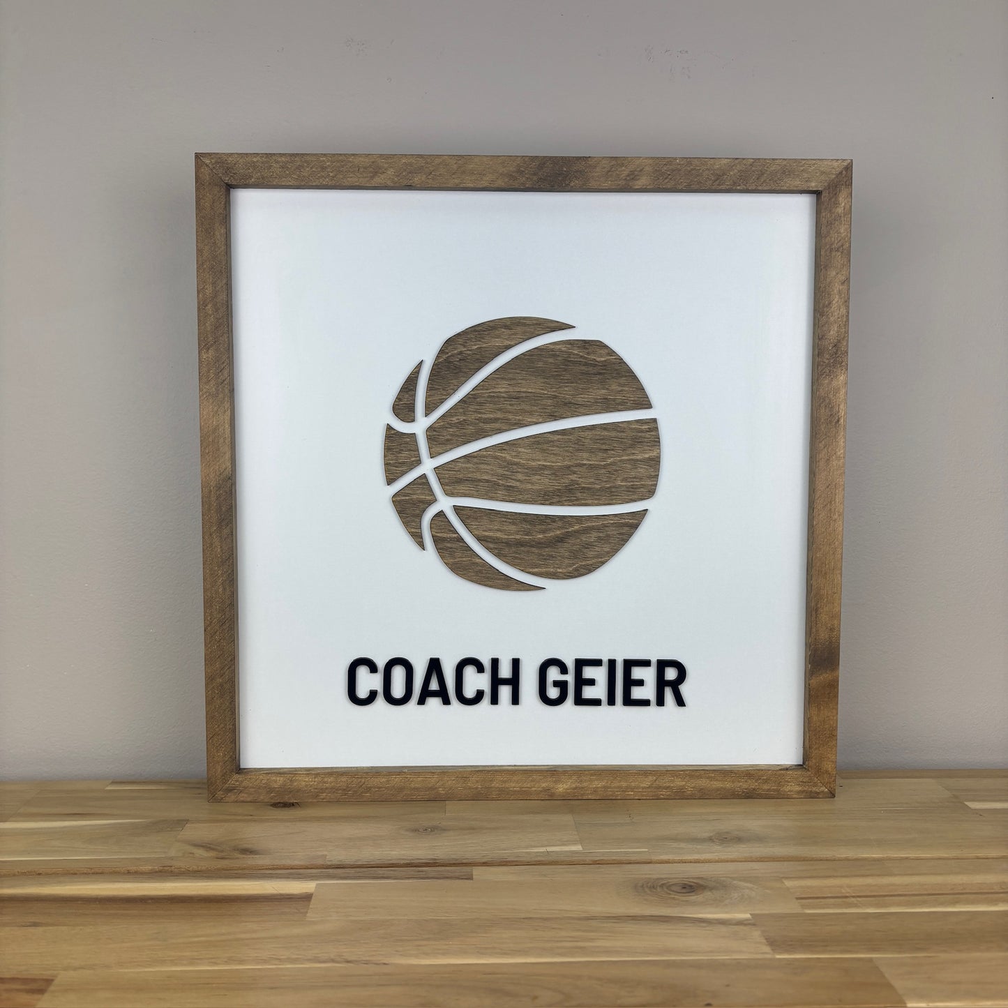 CUSTOM Write-On BASKETBALL Coach Appreciation Gift with Black Lettering | 16x16 inch Sign