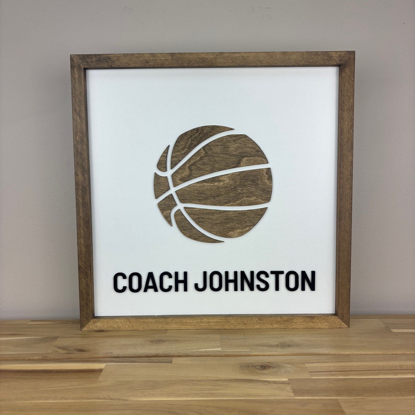 CUSTOM Write-On BASKETBALL Coach Appreciation Gift with Black Lettering | 16x16 inch Sign