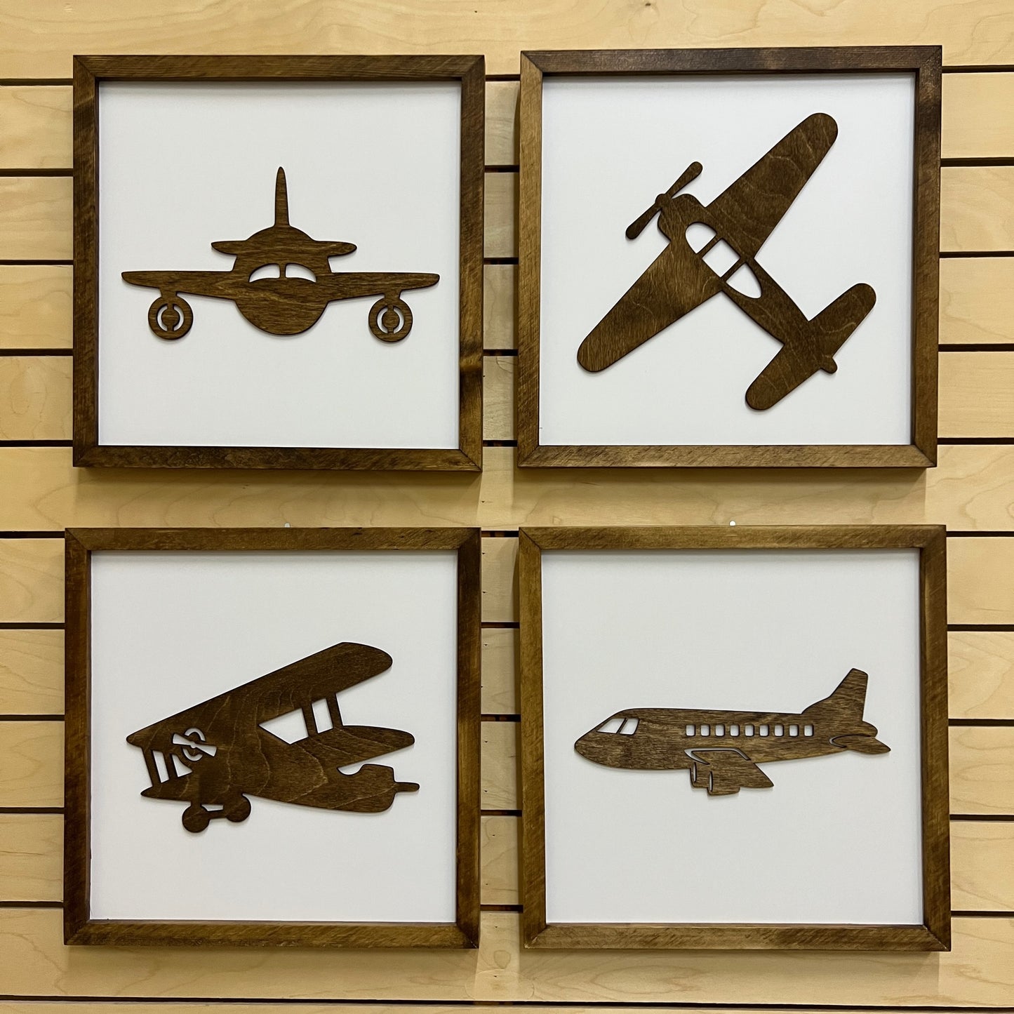 Airplane Sign | 14x14 inch Wood Framed Sign | Airplane Room Decor