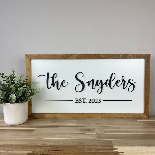 Custom 11x21 inch FAMILY NAME Sign