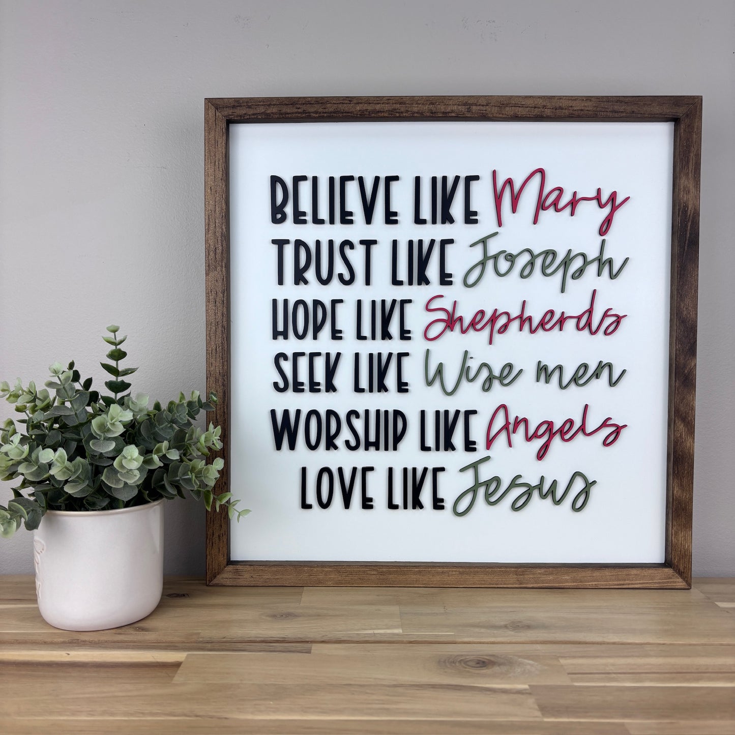 Love Like Jesus | 16x16 inch Wood Sign | Christmas Decor