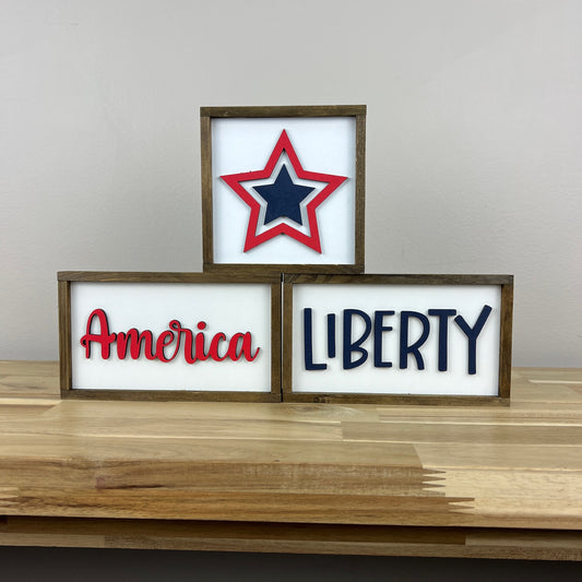 Patriotic Mini Sign BUNDLE - Set of 3