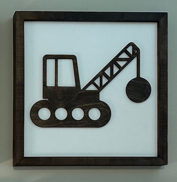 Construction Truck | 11x11 inch Wood Sign | Construction Room Decor