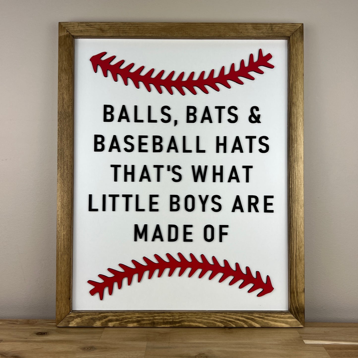 Little Boys are Made of | 17x21 inch Wood Sign | Baseball Sign