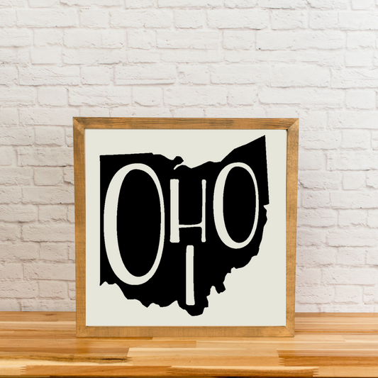 Ohio Sign | Square Wood Framed Sign