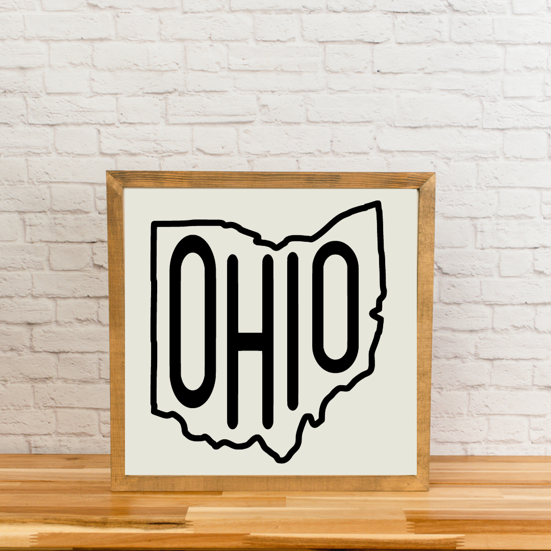 Ohio Sign | Square Wood Framed Sign