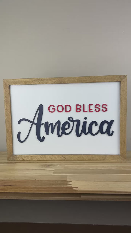 11x16 inch God Bless America  | Wood Framed Sign