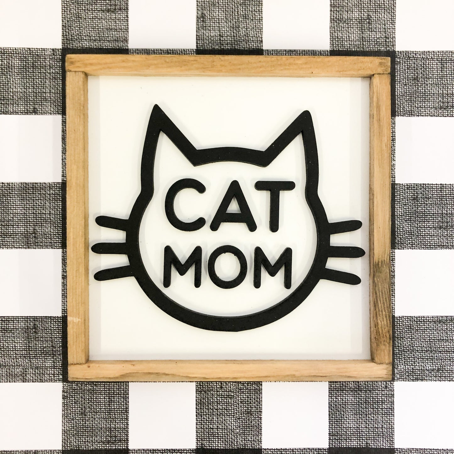 Cat Mom | 5x5 inch Wood Framed Sign