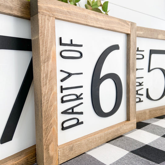 Party of... | 11x11 inch Wood Sign | Personalize for your Family