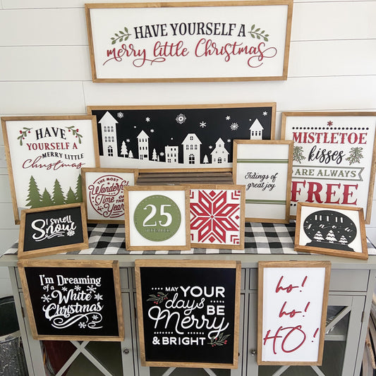 I'm Dreaming of a White Christmas Sign – Black Background with White 3D Graphics – Holiday Wall Decor