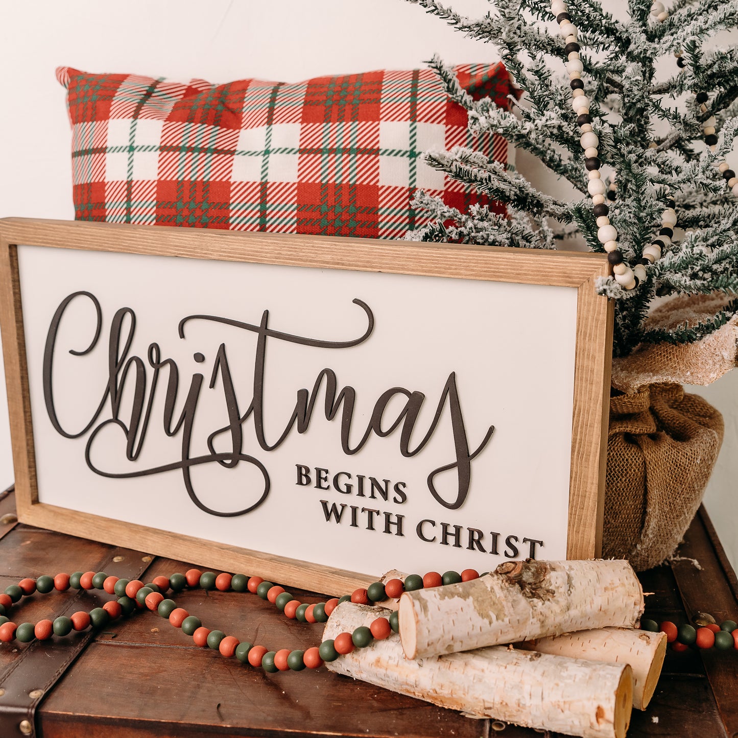 Christmas Begins With Christ I 11x21 I Wood Sign