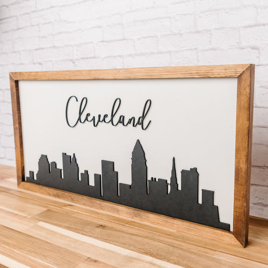 City Skyline Sign | 11x21 inch Wood Sign