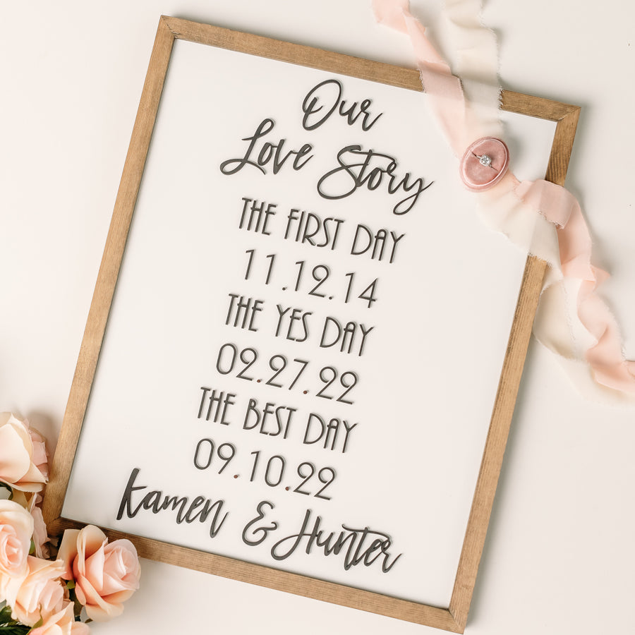 Our Love Story Sign, Love Story Sign, First Day Best Day Yes Day store Sign, Wooden Wedding Sign, Wedding Sign, Wedding Decor, Wedding Signage