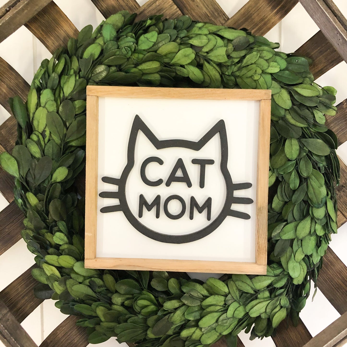 Cat Mom | 5x5 inch Wood Framed Sign