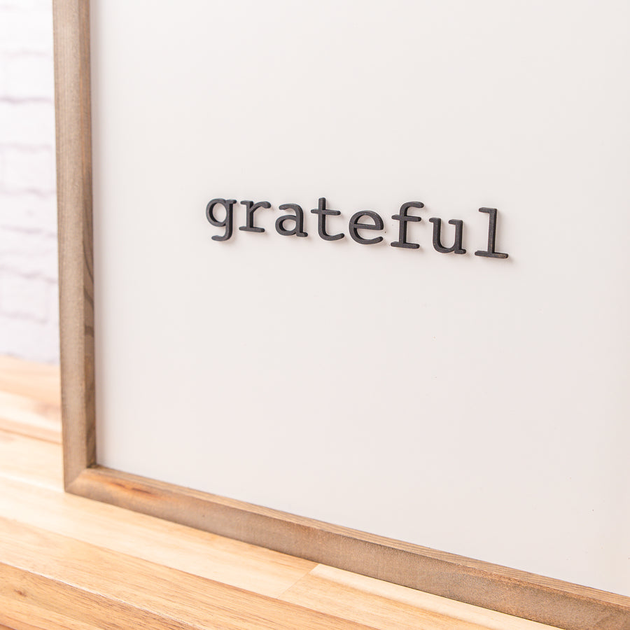 14x14 inch Write-on Grateful Sign | Family Activity Sign | What are you grateful for?