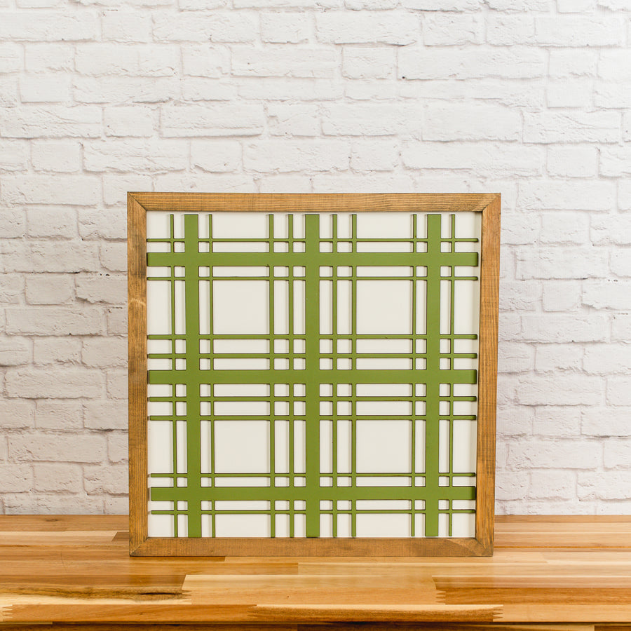 16x16 inch Green Plaid