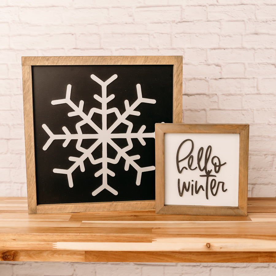 Hello Winter | 8x8 inch Wood Sign | Winter Sign