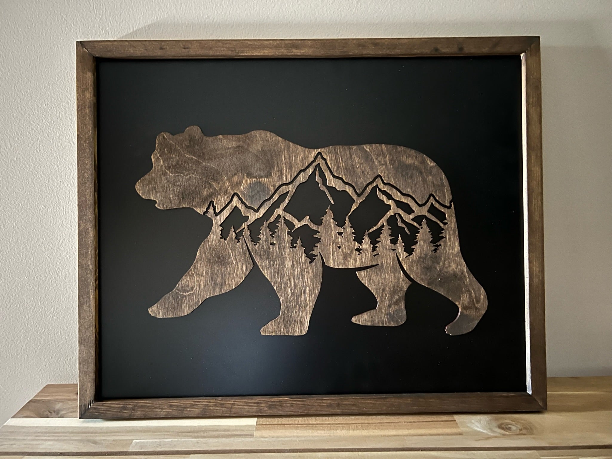 Wooden Engraved Cutting Board Bear Mountain Scene Cabin Rustic Country –  Footsteps in the Past