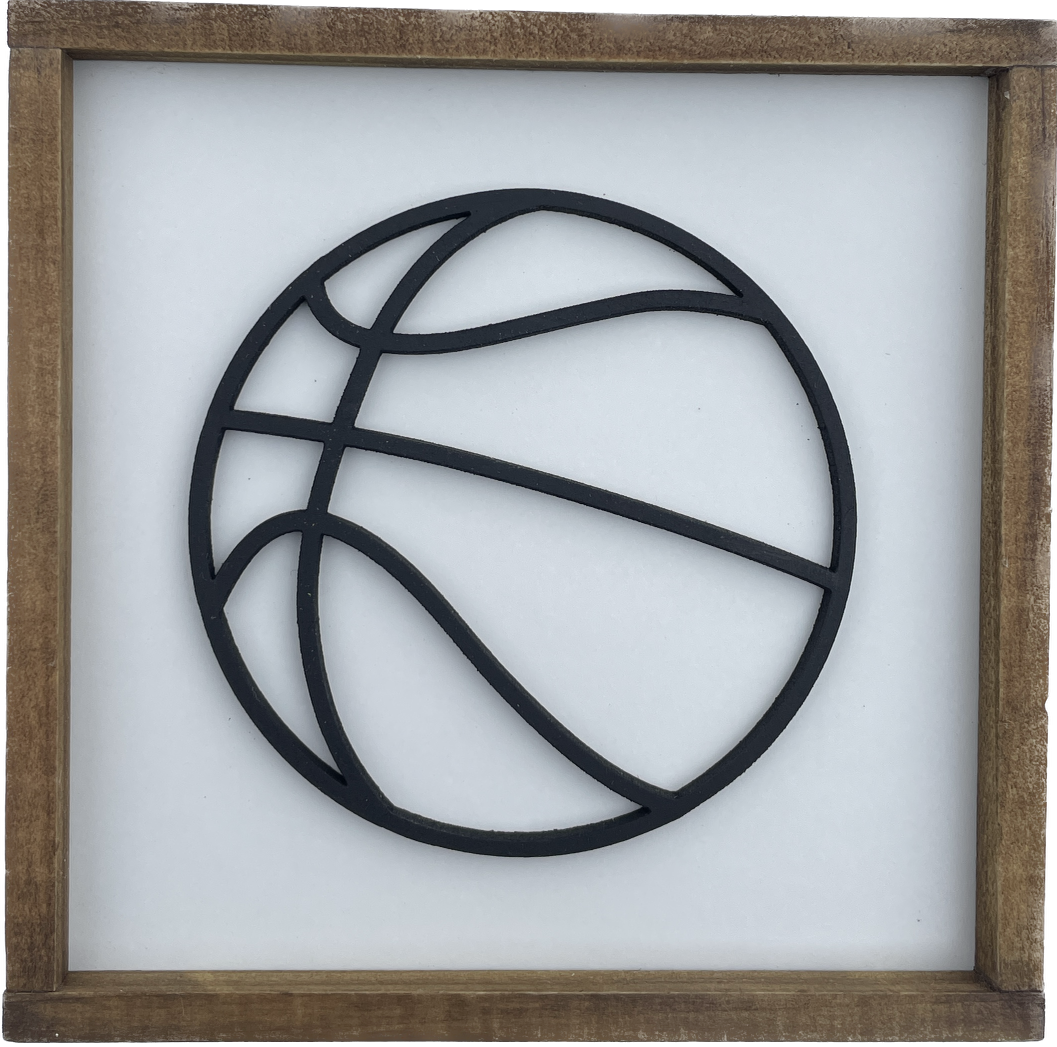 5x5 Basketball Sign | Black/White Outline Team Gift