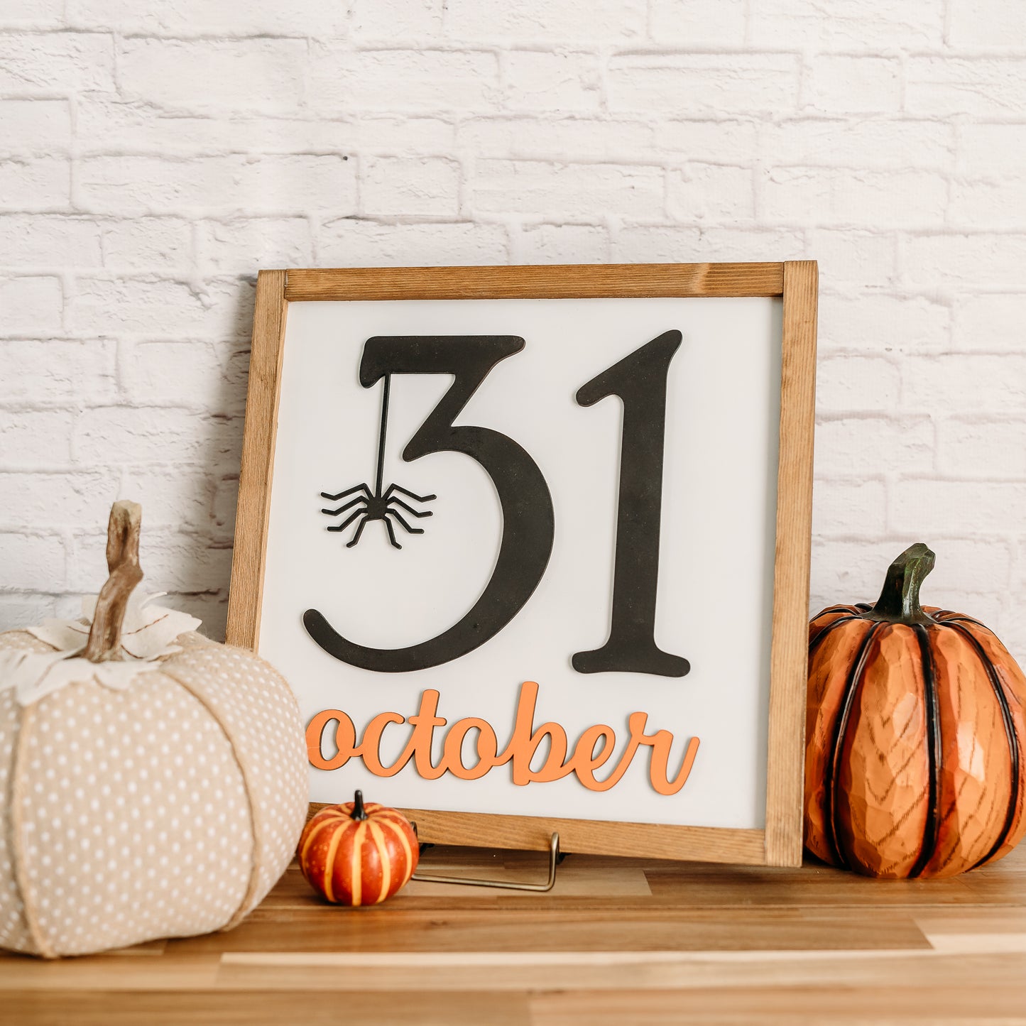 October 31 Halloween Sign – 11x11 Laser Cut Wood Decor, Neutral Fall Aesthetic, Farmhouse Halloween Wall Art