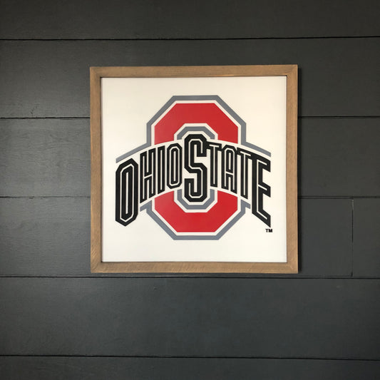 Ohio State Logo | 16x16 inch Wood Framed Sign | 3D Lettering