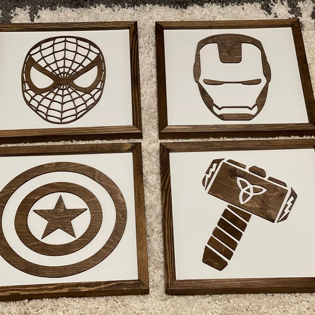 Superhero Wall Art | 11x11 inch Wood Sign