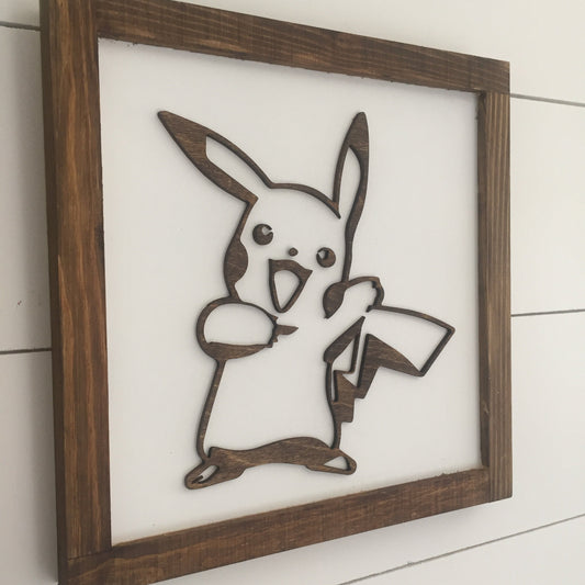 Personalized Pokémon bedroom sign featuring Pikachu