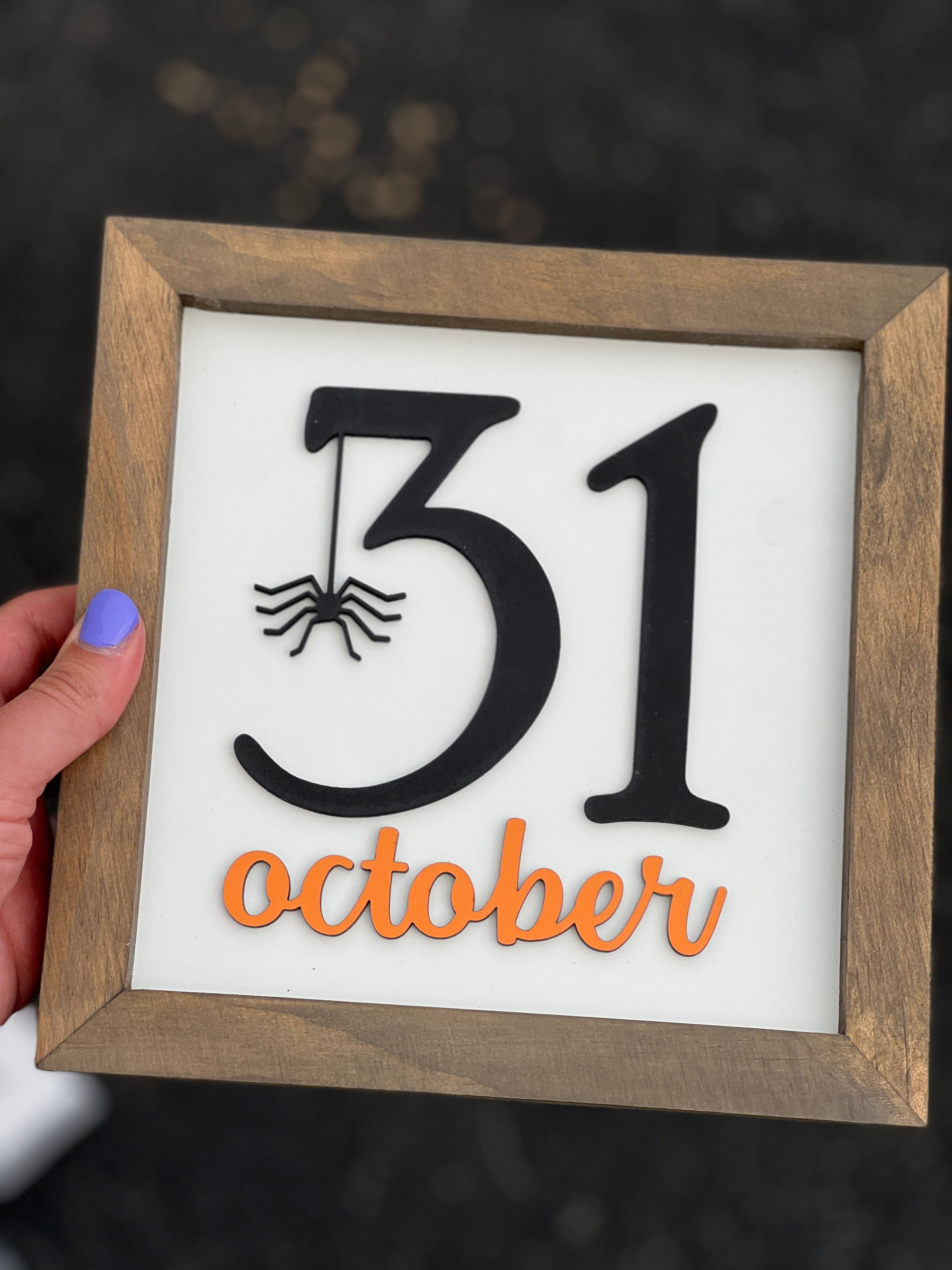 Oct. 31st Wood Framed Mini Box Sign