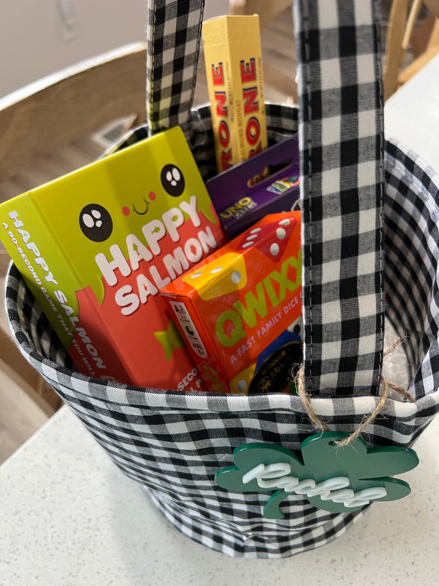 Black Gingham Bag with Shamrock Tag