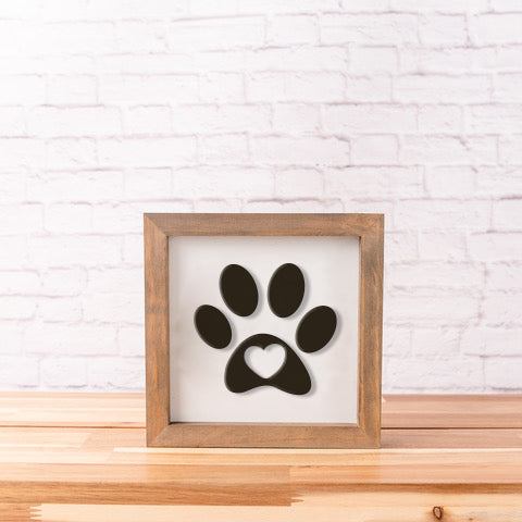Paw Print Sign | 8x8 inch Wood Sign