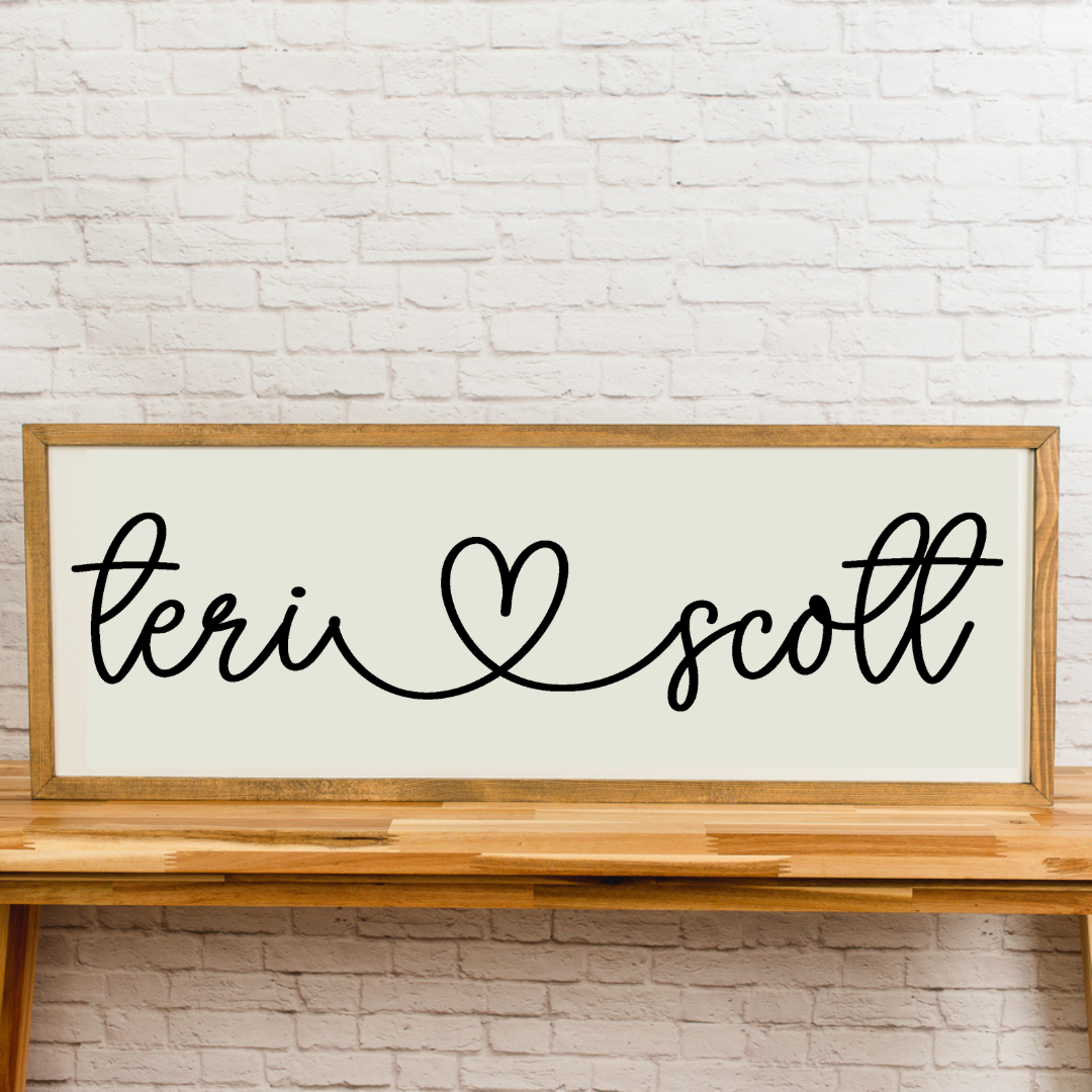 Couple Sign with Heart | 13x35 inch Wood Sign