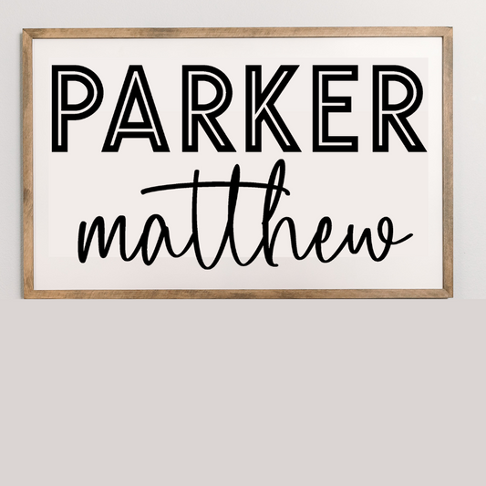 Framed Name Sign | 35x24 inch Wood Sign | Boys Bedroom Sign