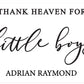 Personalized Thank Heaven for Little Boys | 11x21 inch Wood Sign | Boy Nursery Decor