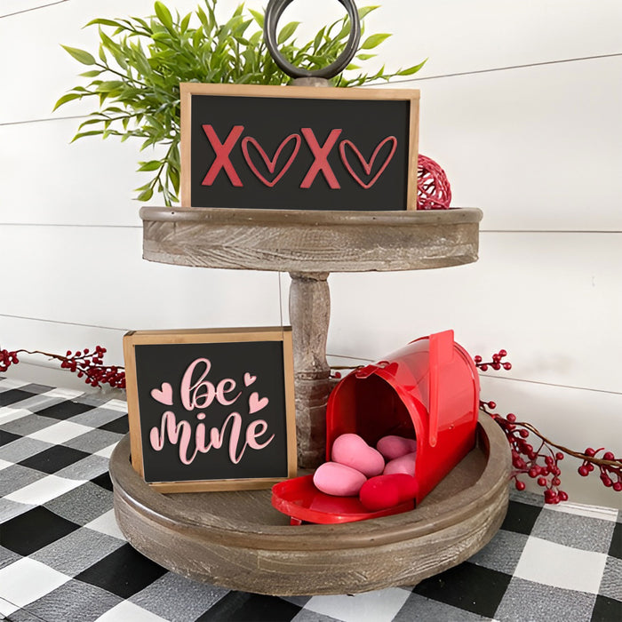 Black Valentine's Mini Signs | Tier Tray Decor