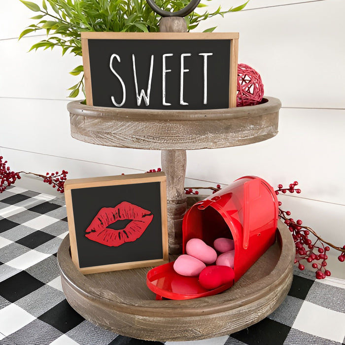 Black Valentine's Mini Signs | Tier Tray Decor