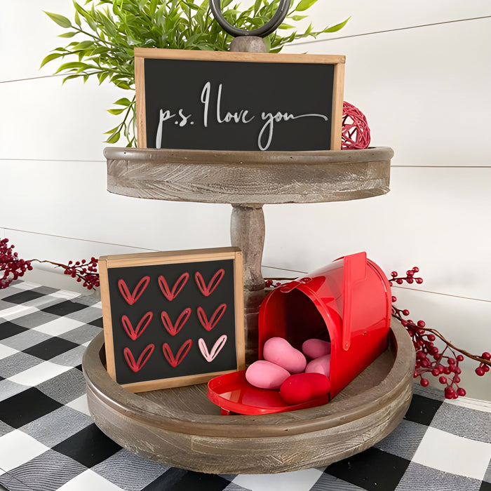 Black Valentine's Mini Signs | Tier Tray Decor