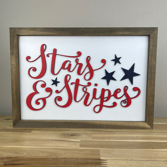 11x16 inch Stars & Stripes  | Wood Framed Sign